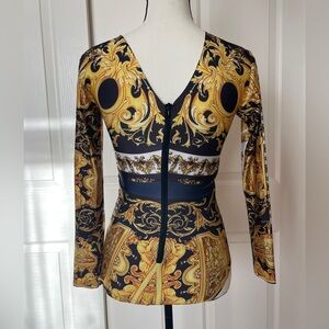 Baroque Custom Tailored Gold and Black Women's Bodysuit + boot covers